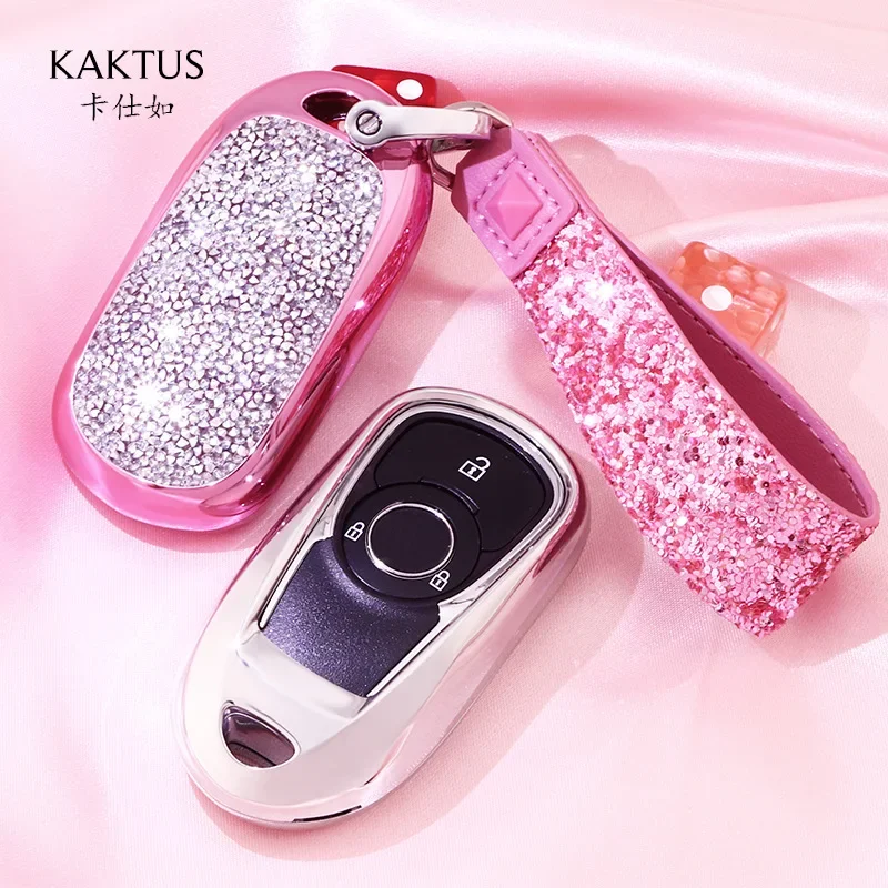 Luxury Diamond Crystal Car Key Cover Women Case Key Bag Keychain for Buick Car Accessories Shell Wallet