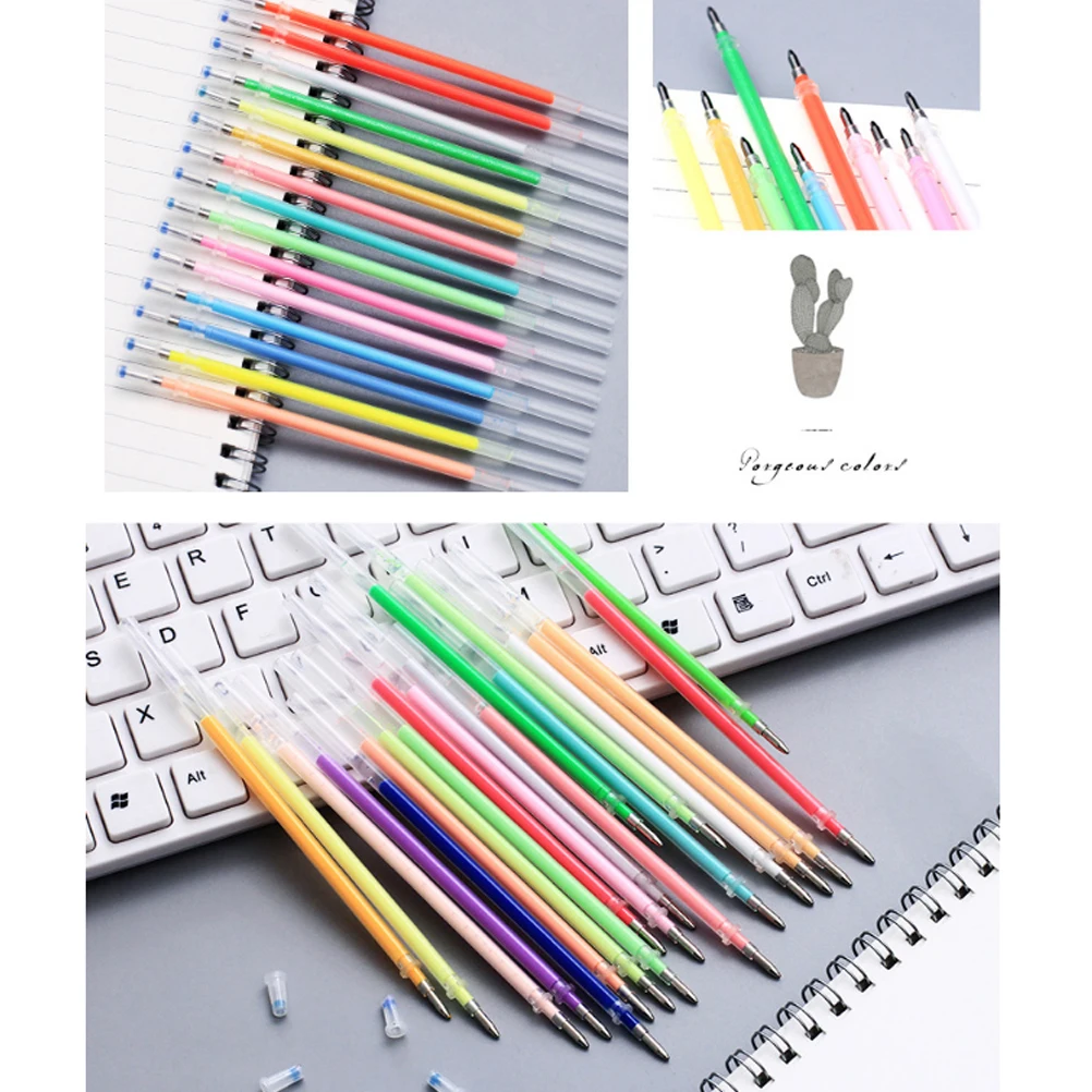

100 Random Colors 0.7mm Gel Ink Pen Refills Neon Glitter Metallic Pastel for Coloring Books Crafting Doodling Scrapbooking Drawi