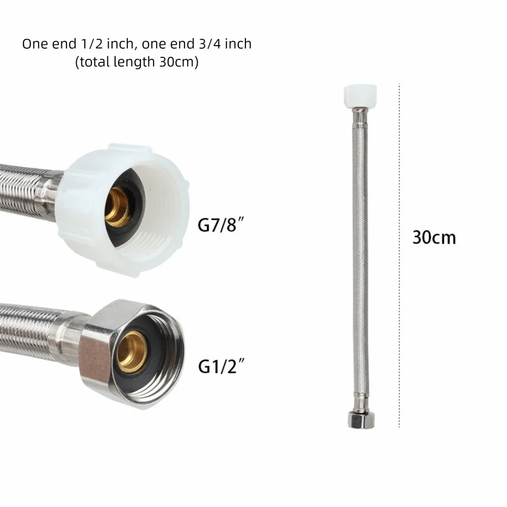 30/40cm Corrugated Water Hose Explosion-proof Stainless Steel Hot and Cold Water Faucet Inlet Hose Large Flow Bath Connect Pipe