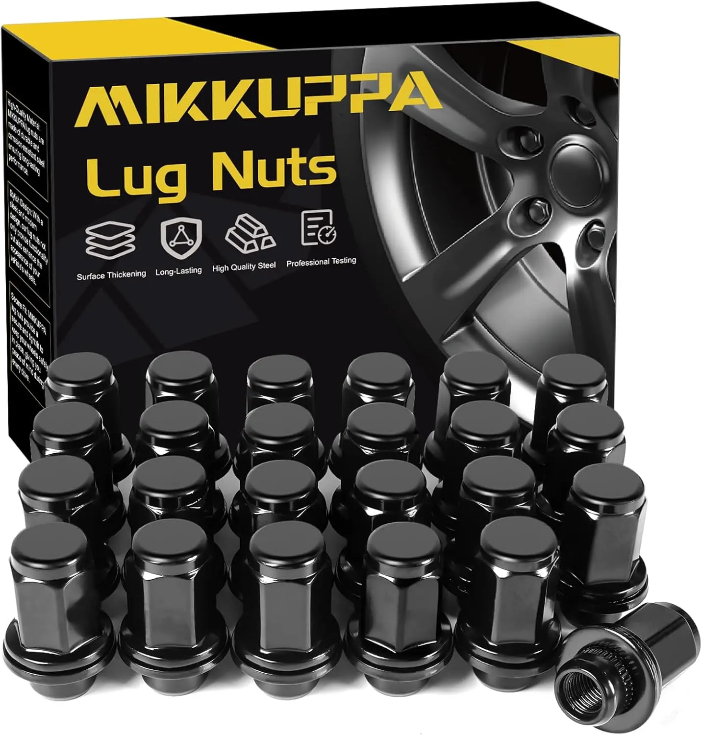 MIKKUPPA 24pcs M12X1.5 Black Mag Lug Nuts - 1.87