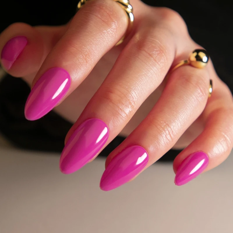 

48Pcs Shocking Pink Press On Fake Nails With Glue Artificial Short Stiletto False Nails DIY Finger Tips Manicure Tools