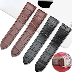 Crocodile Pattern Genuine Leather Watch Strap for Cartier Sandoz Watch Band Men's 100 Santos Watchband Accessories20 23mm