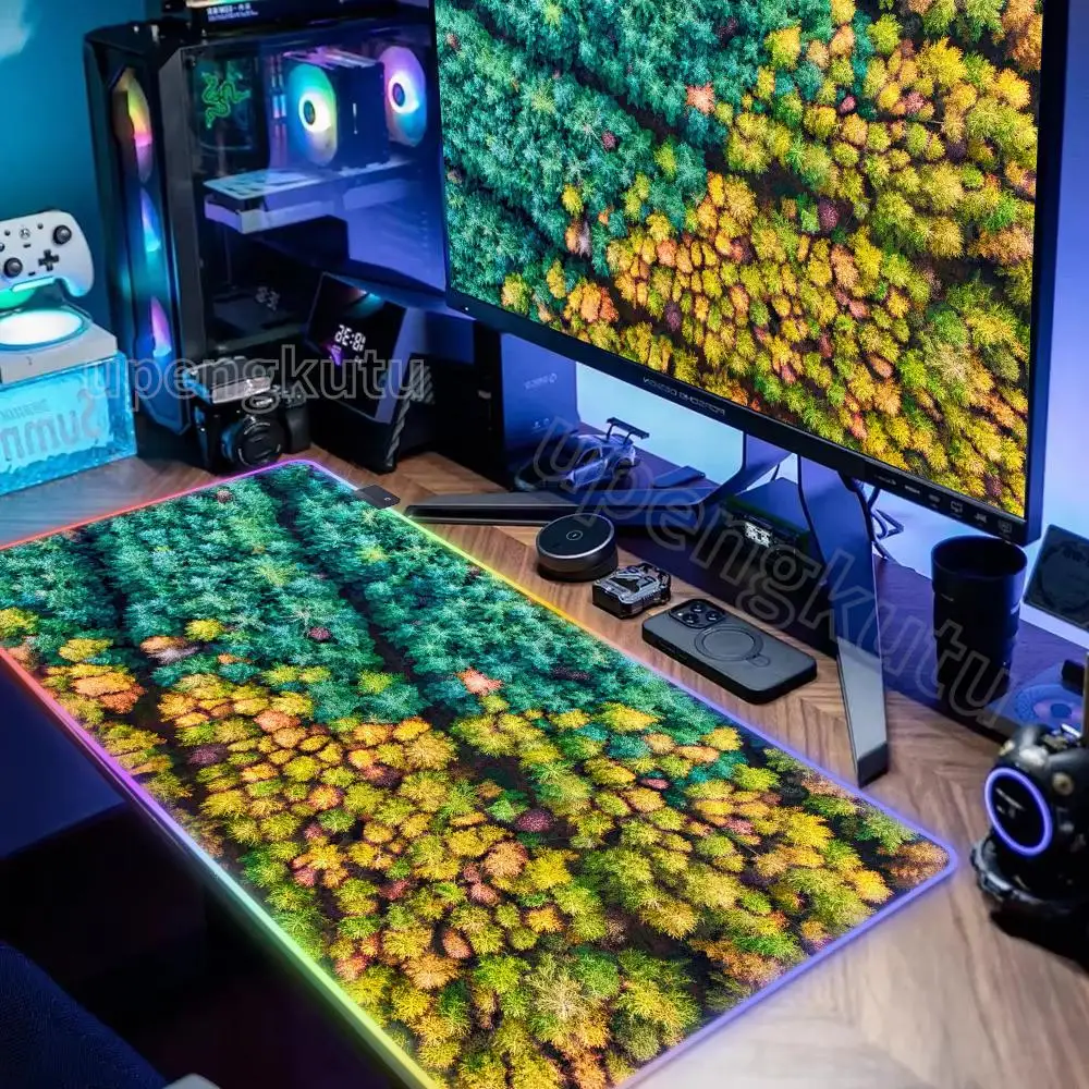 

Foggy Mountain Forest Mouse Pad Landscape Large Gaming RGB Mousepad Keyboard Gamer Desk Mat Anime 900x400 Rubber Long Mouse Mats