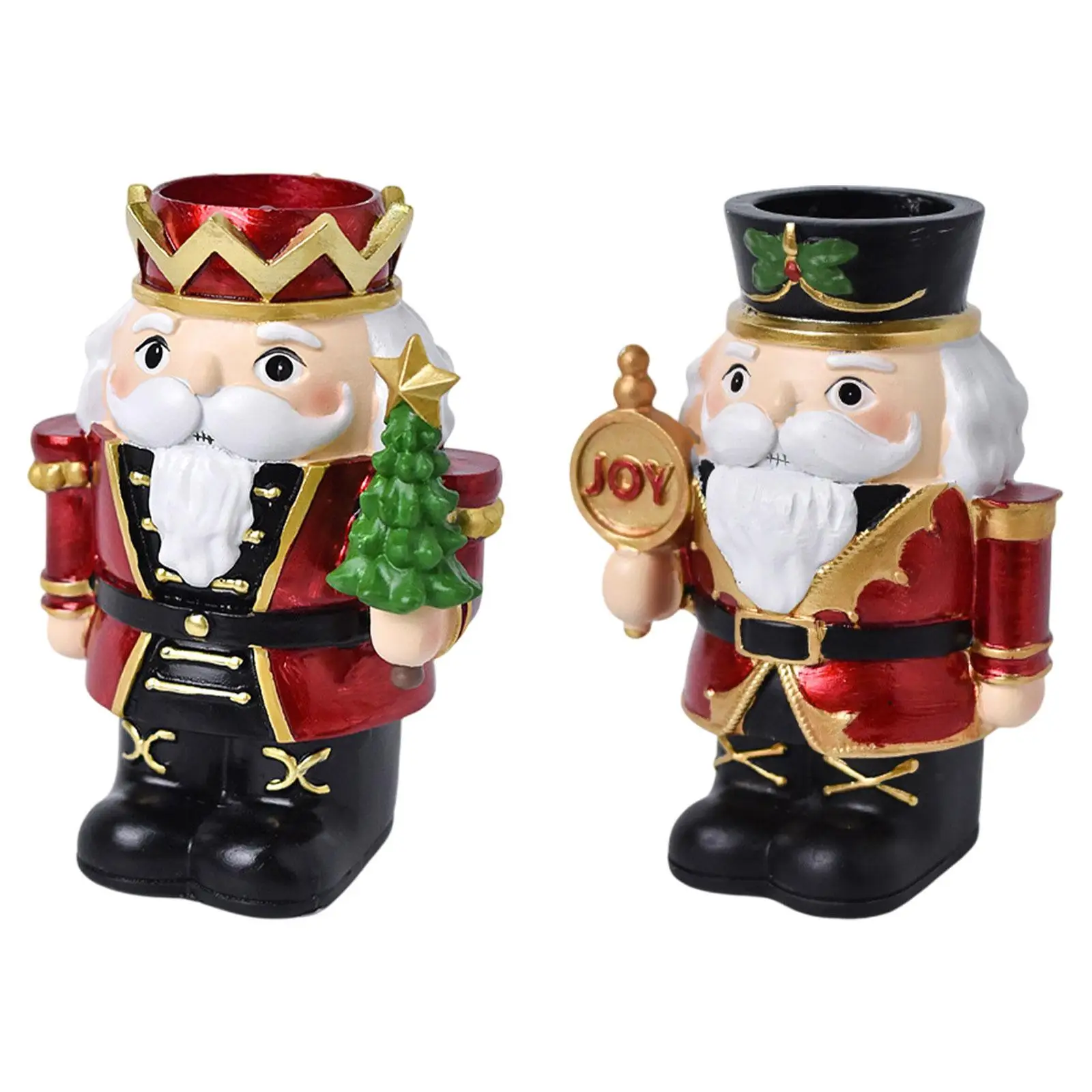 Nutcracker Statue Candle Holder Pillar Candles Candle Stand Xmas Decor Candlestick Stand for Photo Prop Holiday Dinner Table