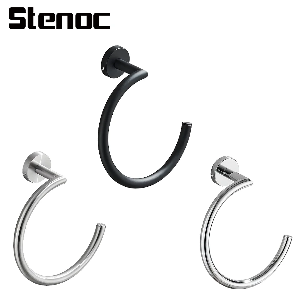 

WC Brushed Gold Bath Towel Ring Holder Stainless Steel Wall Mounted Hand Towel Holder Modern Round Towel Hanger Bathroom Decor