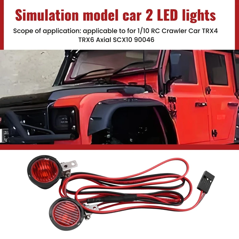 LED-Leuchten, helle Scheinwerfer, Scheinwerfer für 1/10 RC Crawler Car TRX4 TRX6 Axial SCX10 90046, rund, 2 LEDs