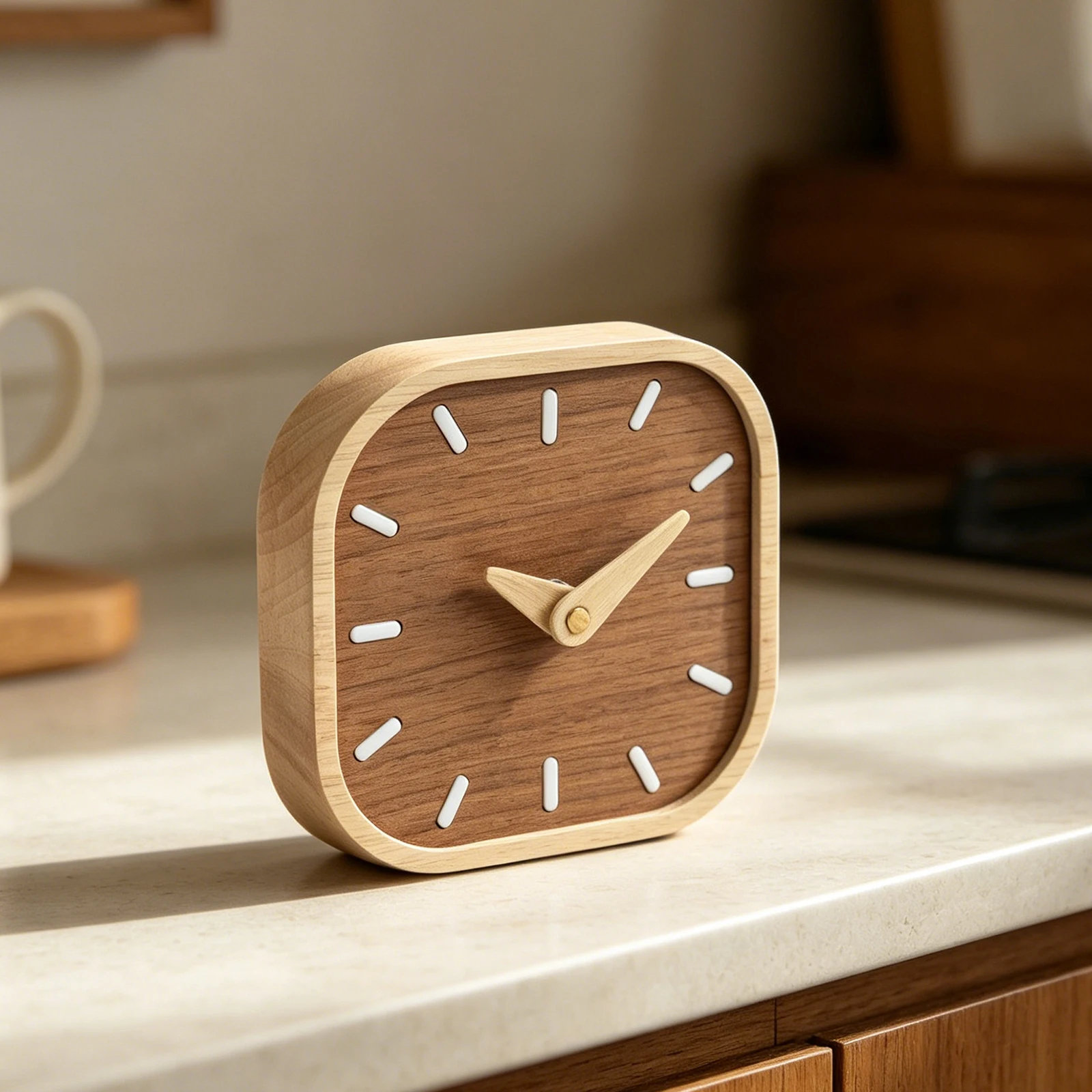 Living Room Decor 13.4*13.4*2.5cm Bedside Clock for acrylic And Wood Clock Vintage Table Silent Clock Bedroom Decor Clock
