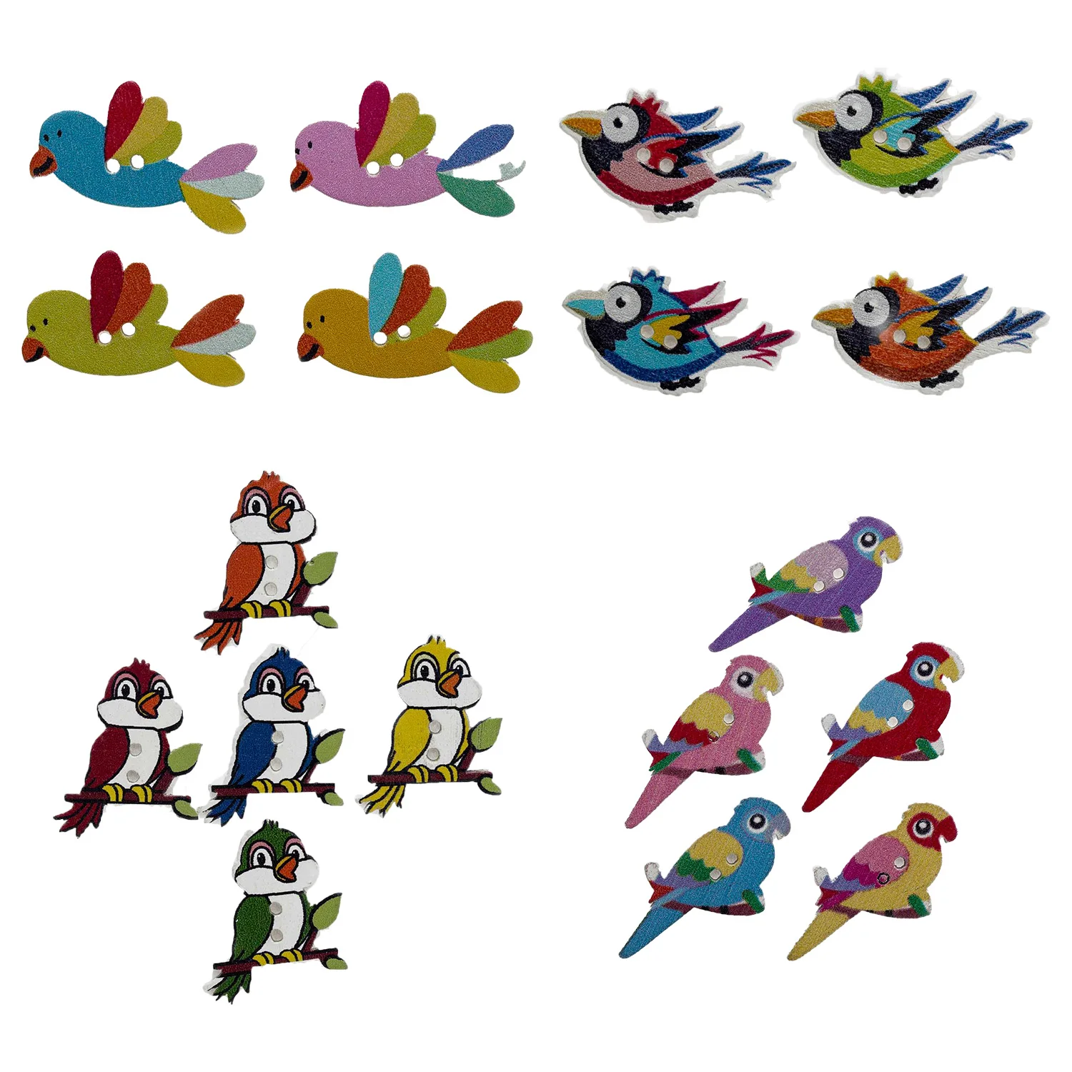 30pcs Cartoon Variety Bird Opt Wood Button Sewing Scrapbooking Clothing Headwear Handmade Crafts Home Decor Accessories DIY