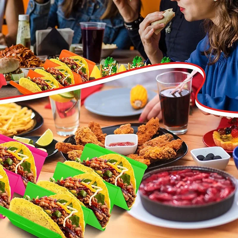 4PCS Taco Holder Mexican Pancake Rack Multicoloured Wavy Taco Holder Tortilla Tray Food Tray Rack Kitchen Baking Tools 5