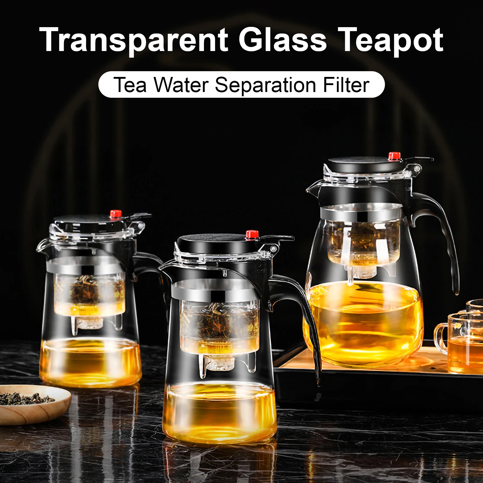 Tea Pot for Tea with Infuser Glass Kettle Heat Resistant Tea Maker Flower Tea Herbal Pot Convenient Office Coffee Teapot Teaware