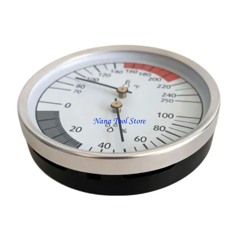 31GJ Mechanical Temperature and Moisture Meter for Steam Area Use, Wall Hanging Monitor with Clear Readout, Top Hook and Metal