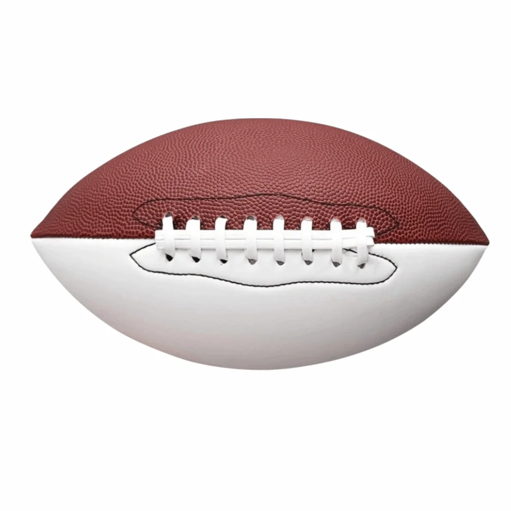 Durable PU Size 9 Football Oval Machine Stitched American Football Brown and White Training Football Adult Players