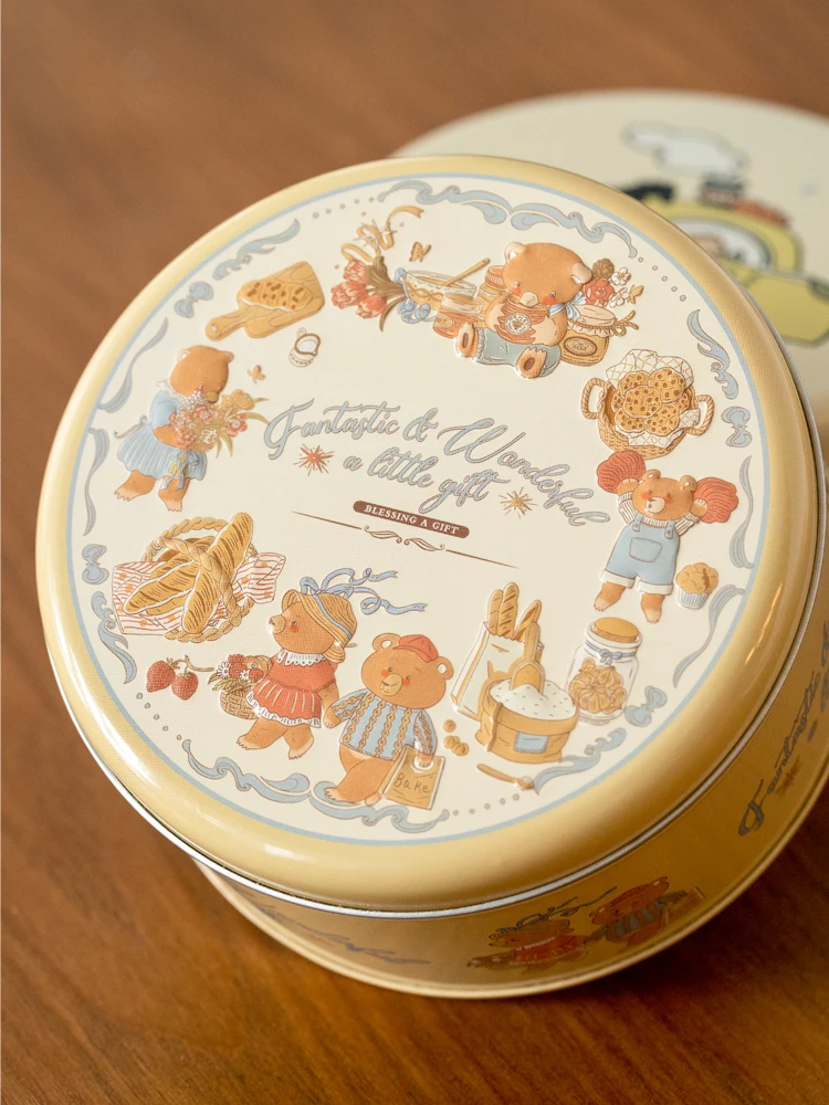 New Cartoon Cat Storage Tin Box for Jewelry Candy Wedding Favor Round Metal Cookie Organizer Container Home Decorative Gift Box