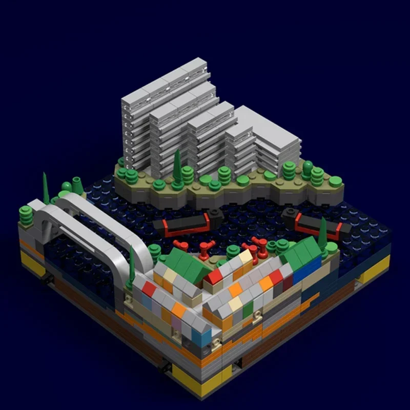 796pcs MOC Micro City Connectable Waterfront Creatored Model Building Blocks Festival Gift DIY Toys Creative Idea Brick