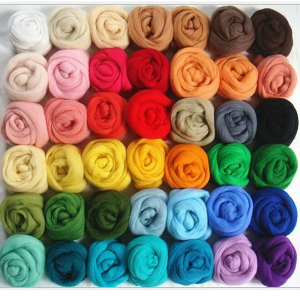 36 Colors Knitting Needles Felting Wool Fleece Machine Fiber Woolen Yarn for Work