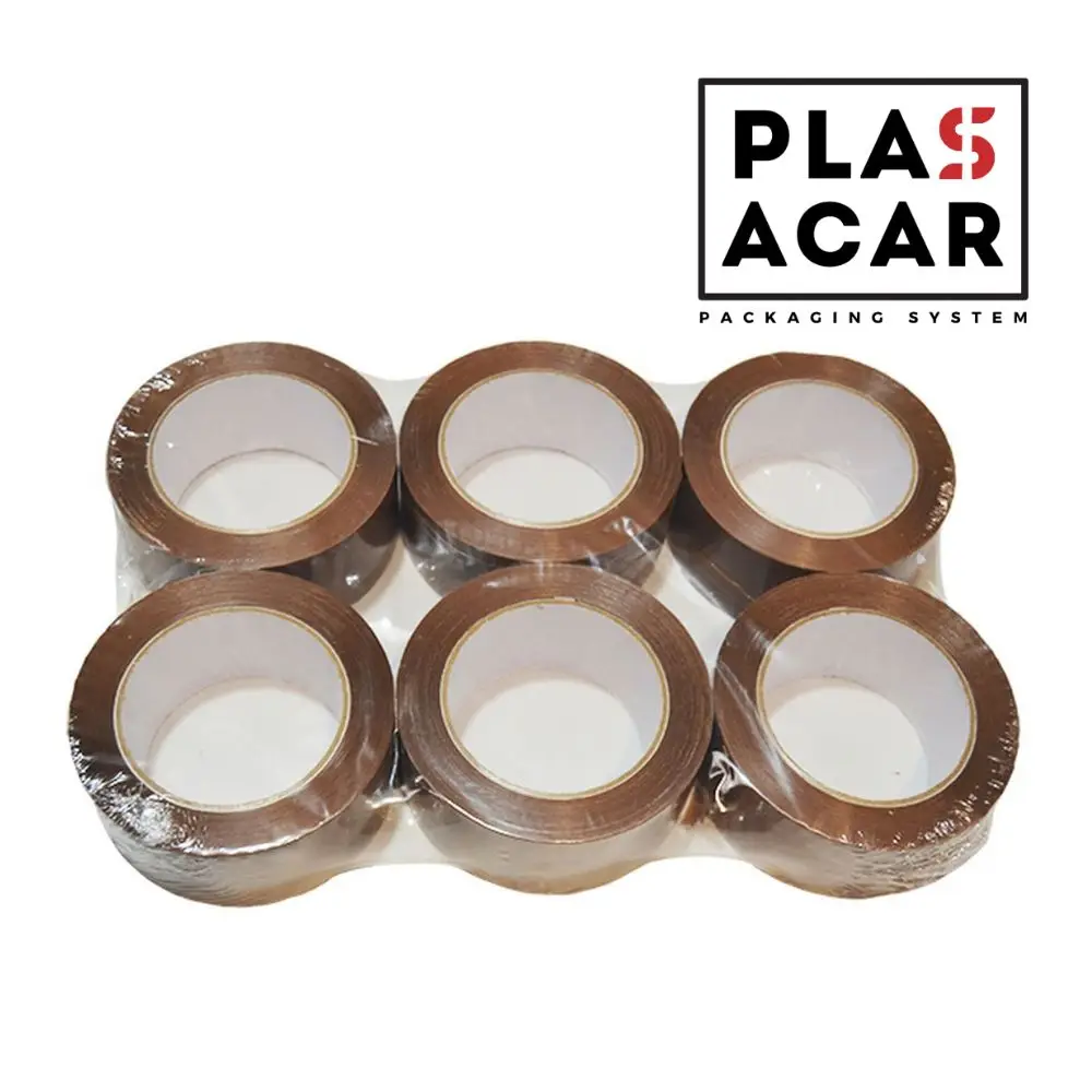 Plasacar S.L. Brown Acrylic PP Adhesive Tape 48 mm x 126 m (Pack of 36 units), high adhesion, noise-free application, durable for paper, resistant to heat and temperature changes, perfect for long-term use.