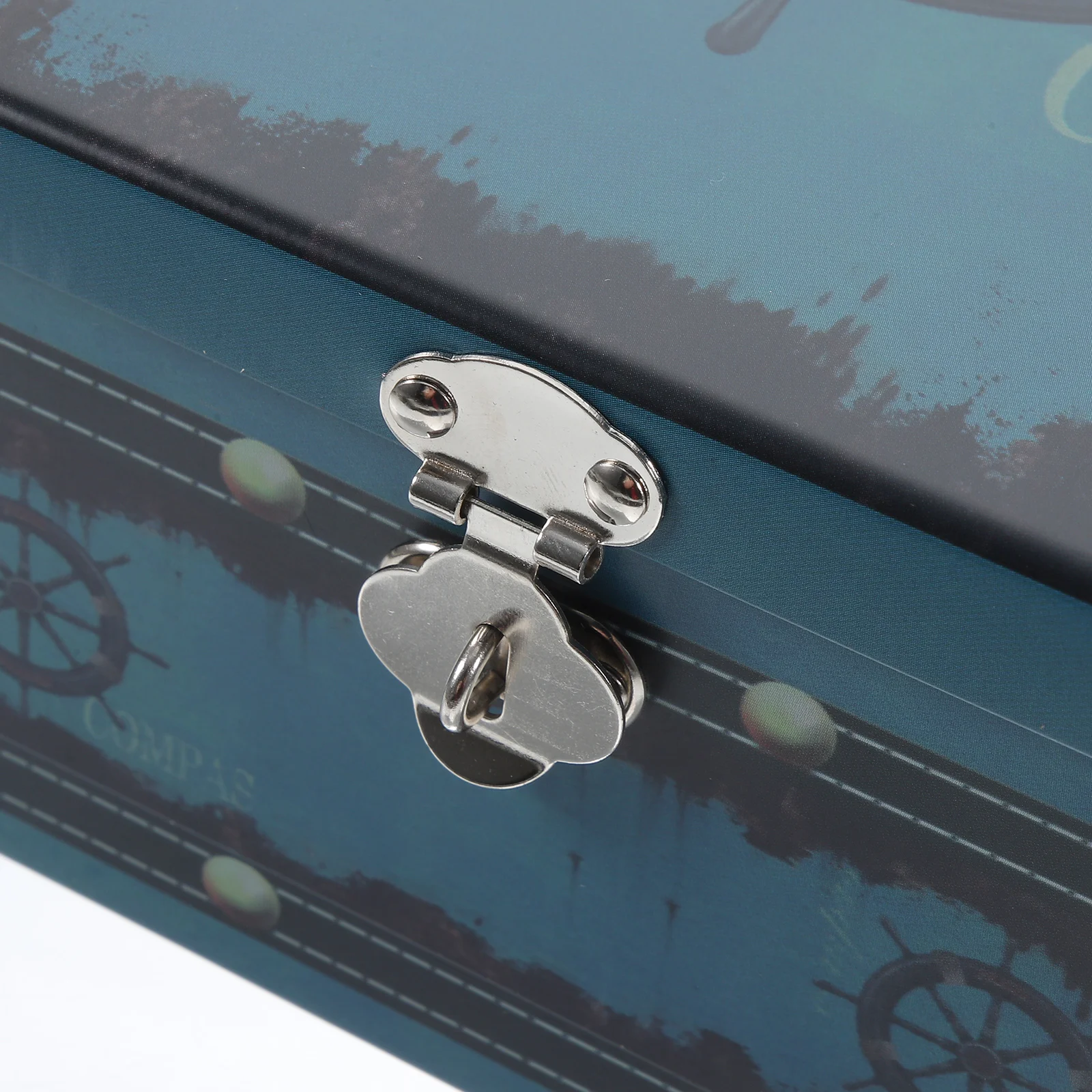 

Vintage Tinplate Storage Box Desk Organizer Lockable Document Box Small Multipurpose Tin Case Compact Storage