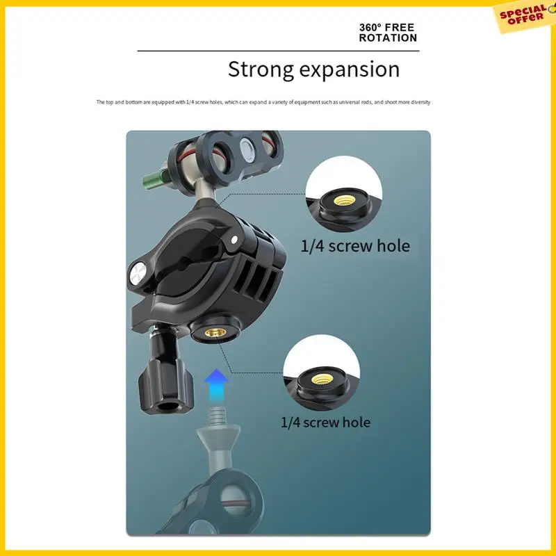 A25P دراجة نارية دراجة قوس مزدوج الكرة رئيس الذراع السحري ل Gopro 12 عمل كاميرا استبدال أجزاء الملحقات #4