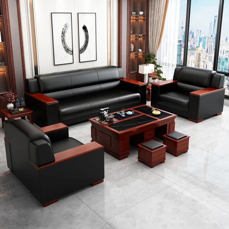 Chair and Set Furniture Office Sofa Style Modern China Chinese Manufacturer Factory Price Reception Leather Office Sofas