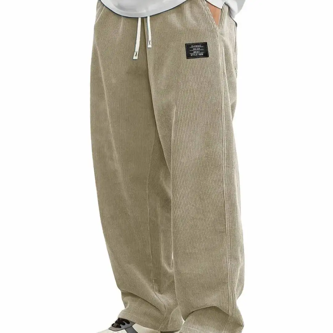

Autumn New Fashion Men's Solid Color Simple Basic Casual Trendy Loose Wide Leg Straight Corduroy Trousers Male Clothes Pants