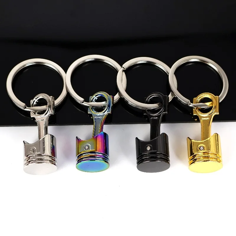 4pcs Zinc Alloy Engine Piston Key Ring Mini Auto Racing Piston Pendant Cool Keychain Gift for Car Lovers Men Bag Backpack Decor