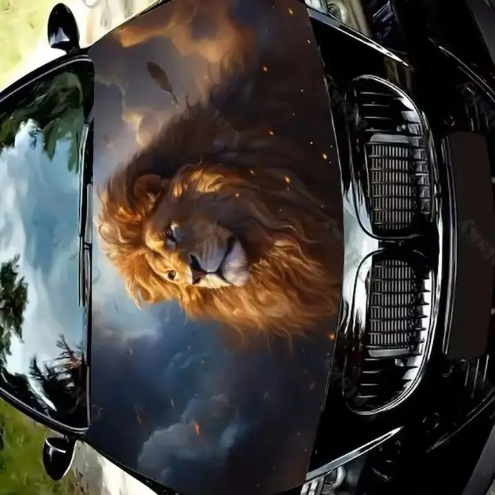 

Wildlife Lion Animal Car Hood Vinyl Stickers Wrap Vinyl Film Engine Cover Decals Sticker Universal Car Hood Protective Film