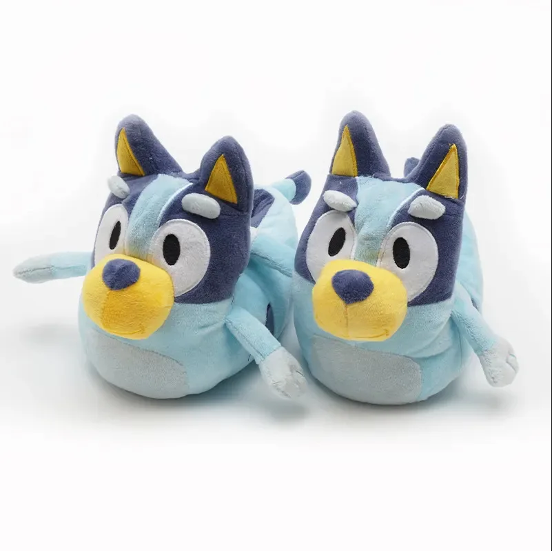 Bonito dos desenhos animados bluey cão chinelos de algodão inverno quente pacote completo com chinelos de pelúcia para homens e mulheres casais casa sapatos de algodão