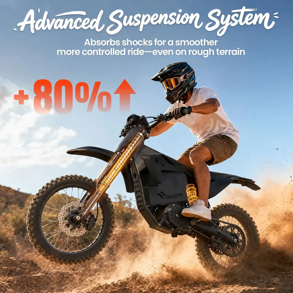 QRONGE X1 Spark Electric Dirt Bike 4500W Peak&Up to 60 Miles 50MPH 60V 28.8Ah Battery E-Bike 14"/12" Fat Tire Electric Motorcycle for Mountain Off-Road Teens Adults + 1 Year Warranty image 9