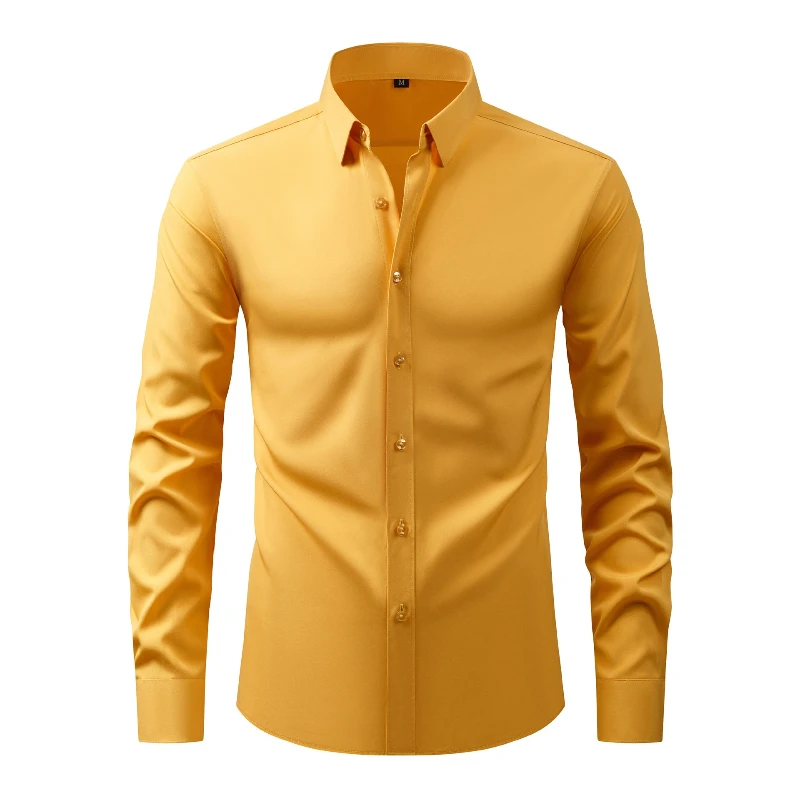 Four-sided Elasticity Button Men's Large-size Shirt Non-soling and Anti-wrinkle Business Shirt