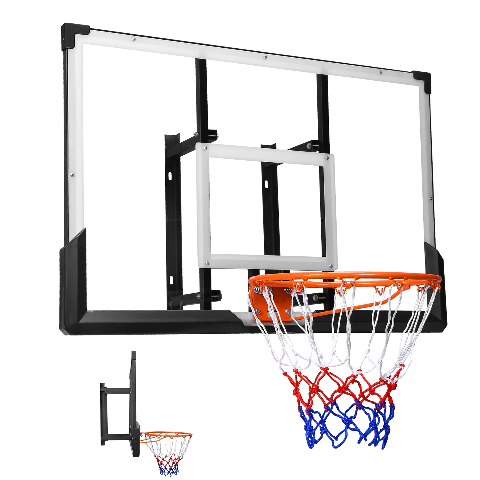 

47-дюймовое настенное баскетбольное кольцо с щитом для использования в гараже, внутри и снаружи помещений