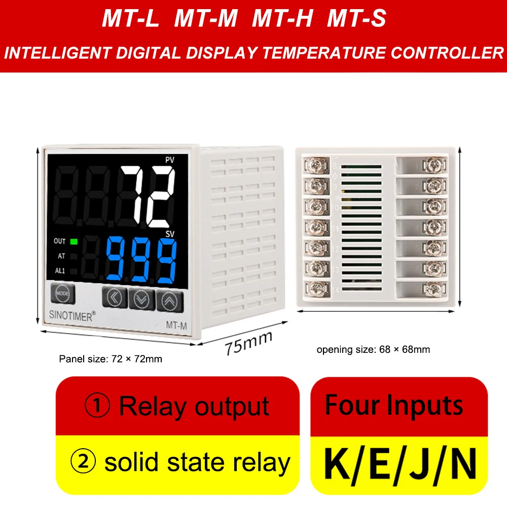 Digital display PID Temperature Controller Output 12V DC For External SSR Thermostat KJEN 4 inputs Relay solid state dual output