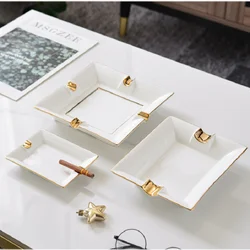 American bone china gold painted ashtray ceramic design household cigar creative luxury decoration