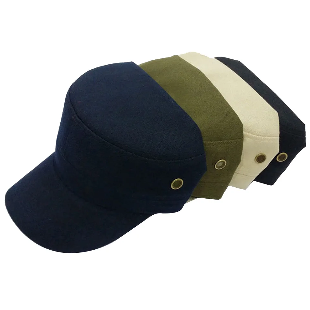 

Military Style Cotton Cloth Casual Flat Cap Sports Hat Durable Cotton Adjustable 59-60cm Visor Padded Sweat Band Vent Outdoor