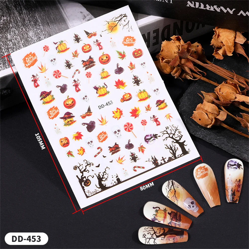 Nail Stickers Cute Water Proof Unique Halloween Nail Decorations Halloween Party Accessories Fun And Creative Nail Art Stickers