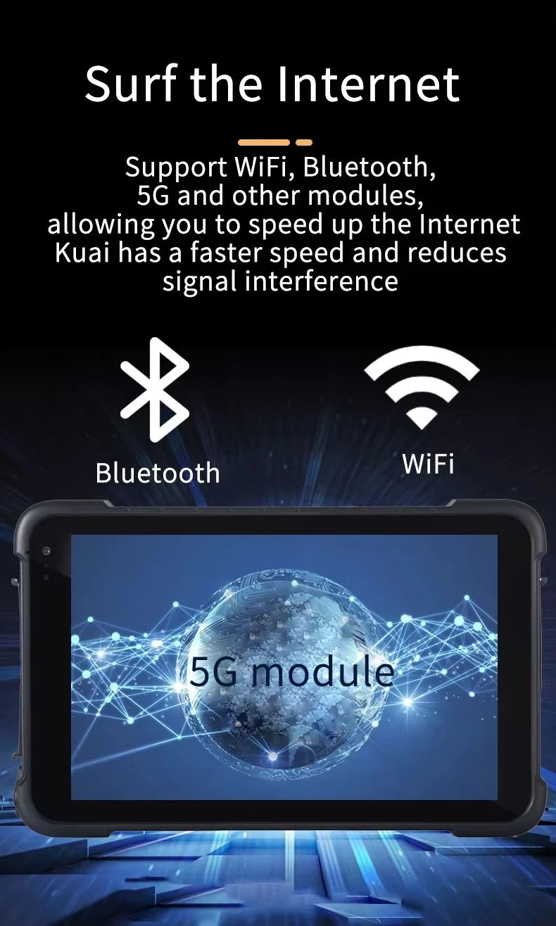 IP68 à prova d'água 8" Android 11 Tablet robusto 64GB 4G LTE NFC GPS Tablet PC industrial com scanner 2D