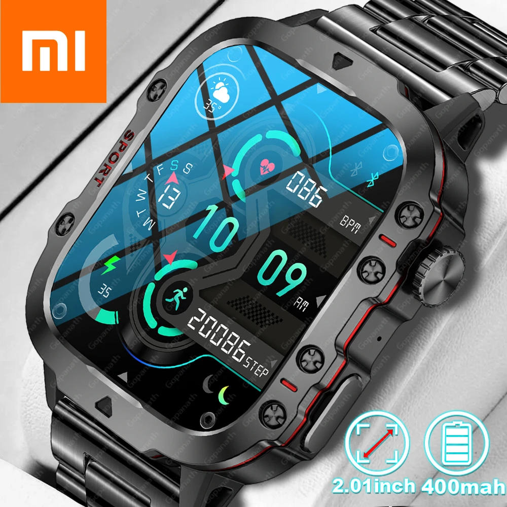 Xiaomi New Rugged Military Black Smart Watch Men For Android Ios 3ATM Waterproof Sport Fitness Ai Voice Smartwatch Outdoor