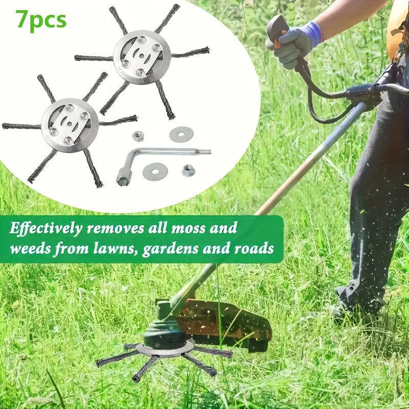 6Inch Steel Wire Wheel Head Grass Trimmer Head Universal Weeding Brush for Courtyard Sidewalk Lawn Brushcutter Removal Moss Rust