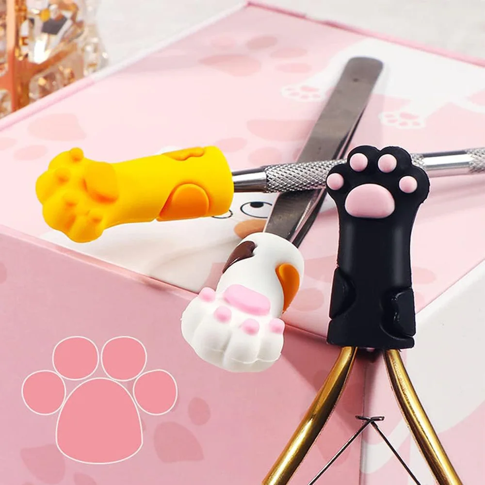 1/3/6 Stück Niedliche Katzenpfoten-Silikonhülle Schutzhülle für Nagelhautschere Maniküre-Pediküre-Werkzeuge Hornhaut-Pinzette – Detail 7