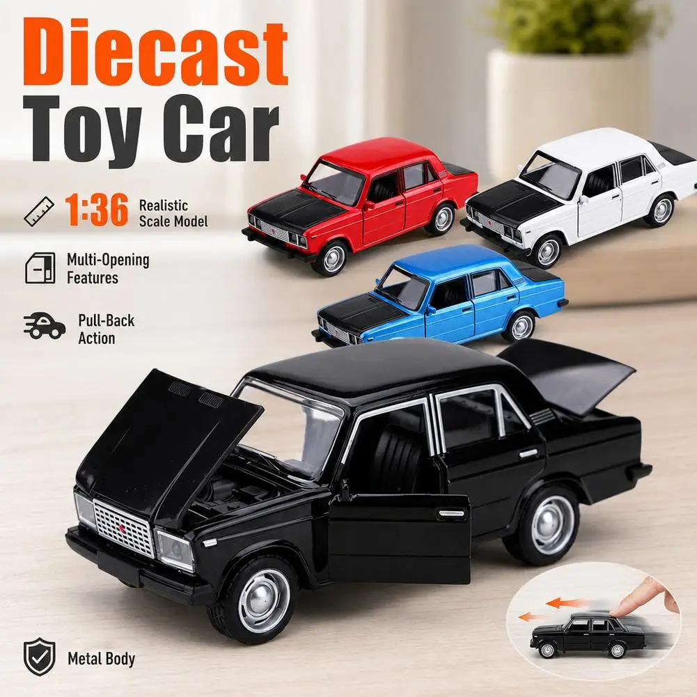 1:36 Diecast Toy Alloy Car Model Car Pull Back Realistic Openable Doors Trunk Hood Classic Sedan Vehicle Toys For Boys Gifts