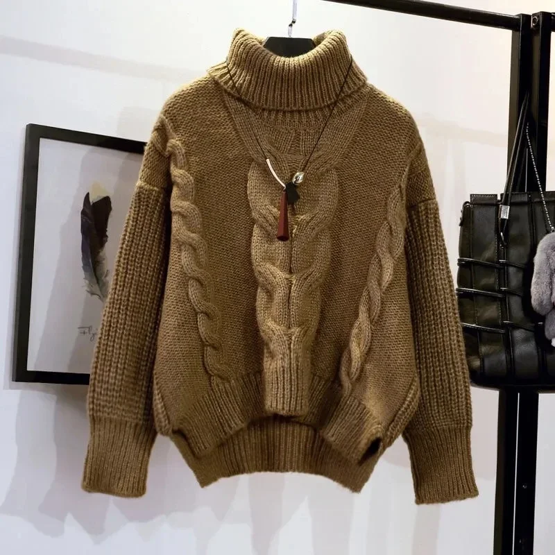 Thicken Turtleneck Sweater Women's 2025 New Winter Korean Loose Pullover Knitted Sweaters Short Jumper Pull Casual Tops Female