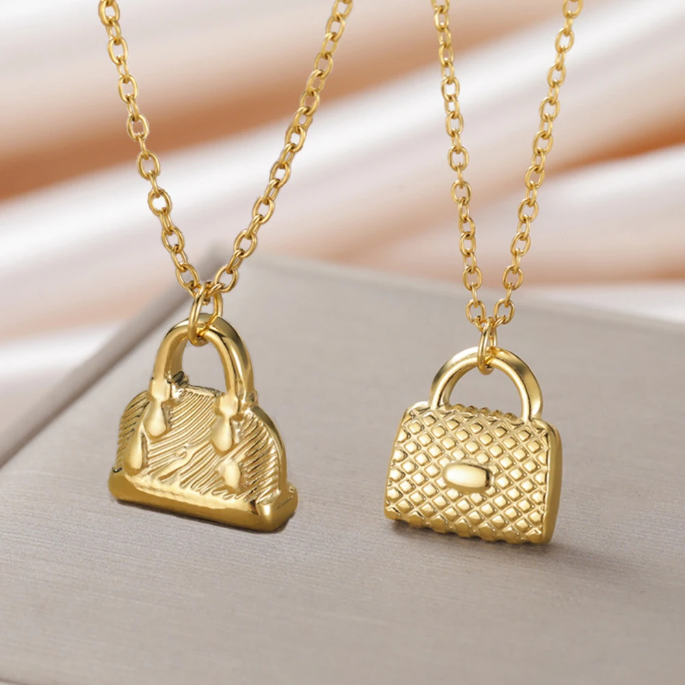 My Shape Mode Handtasche Halskette für Frauen Damen Schöne Geldbörse Form Anhänger Kette Edelstahl Schmuck Party Geschenk Trendy