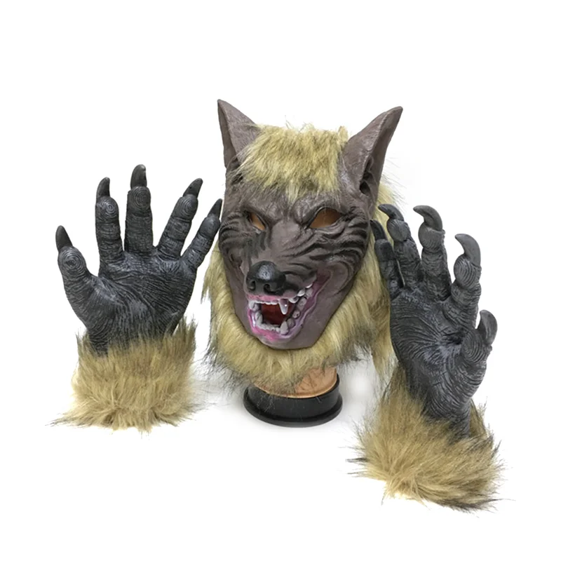 Scary Costume Halloween Wolf Prop Party Mask Aldult Claws Crazy Masks Theater Prank