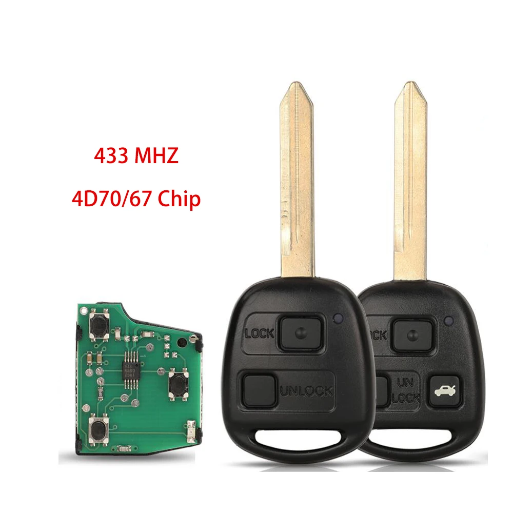 

Jingyuqin New Remote Car Key 433MHZ 4D70/67/4C Chip For Toyota Avensis 2003 2007 Yaris 2003 2010 89071-0D030 89071-0D010 TOY47