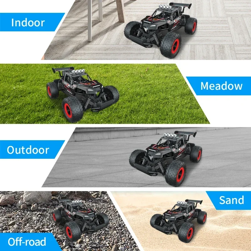 JJRC Q102 2.4Ghz 4WD RC Flat Racing Truck with Light 1:14 Remote Control Dirt Bike High Speed Off-road Car Kids RC Toy Boy Gift