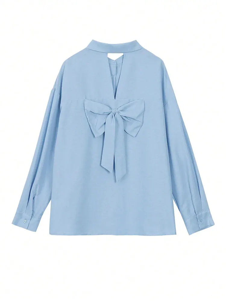 Новая женская элегантная рубашка с длинным рукавом и пуговицами сзади, модная одежда, блузка на распродаже