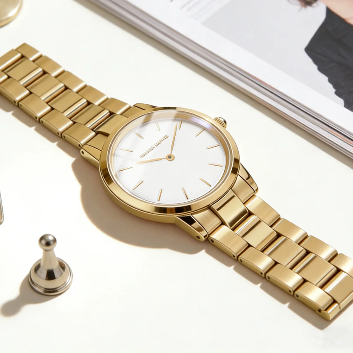 Womens Watch Rose Gold Stainless Steel Japan Movement Quartz Clock 33mm Fashion Dress Casual Couple Jewelry Watches reloj mujer view 2