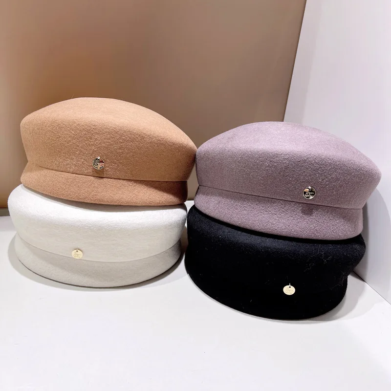 قبعة فادورا الموضة للمرأة 100% قبعة صوف للنساء شتاء شعبي لحفلات الزفاف وحفلات الكوكتيل قبعة مستديرة عالية الجودة فاتحة فام #4