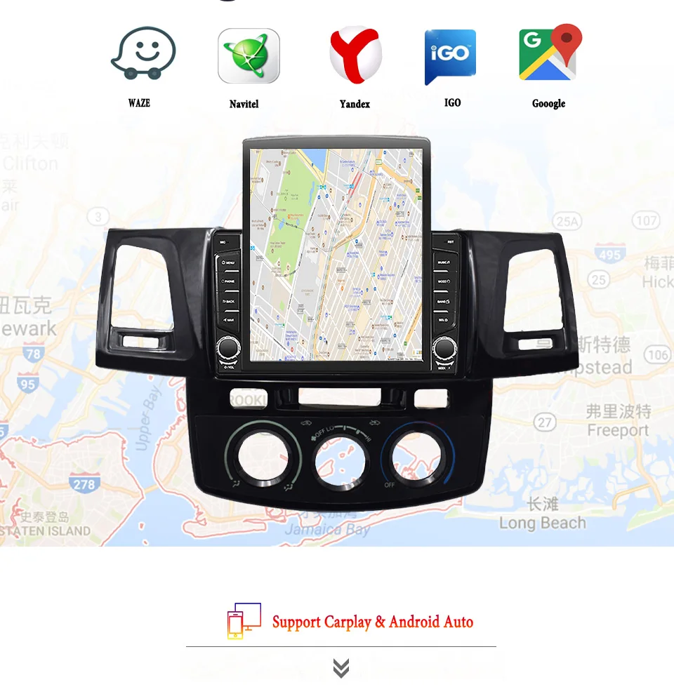 8G+128G Android 14 For Toyota Fortuner Hilux 2005-2014 Car Radio Audio Multimedia Stereo PC Tablet GPS Monitor DVD Carplay Auto