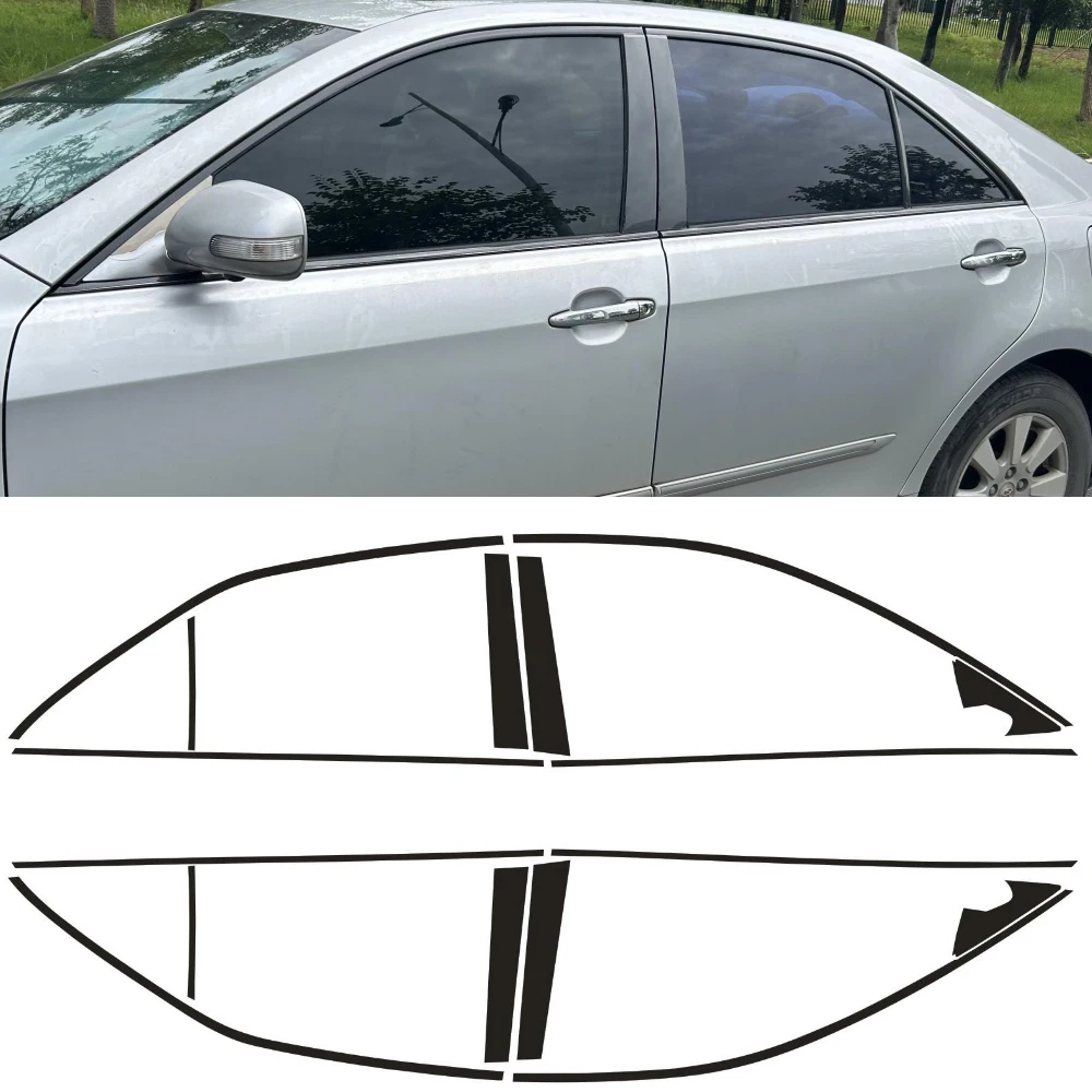Matte/Glossy Black Chrome Delete Window Trims For Toyota Camry XV40 2006-2011