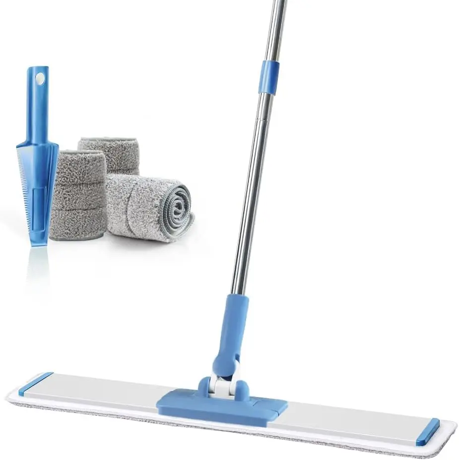 

Commercial Flat Microfiber Floor Mop Cleaning System 24" Inch Wet Dry and Dust Hardwood with 4 Washable Pads Cleaner for Lami